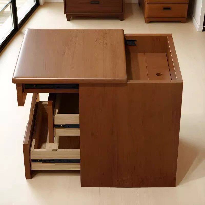 Desk Setup Dark - Mesita de noche multifuncional de madera