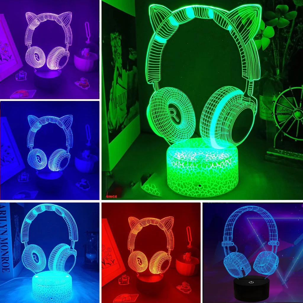 Desk Setup Kids - Auriculares con luz nocturna de ilusión
