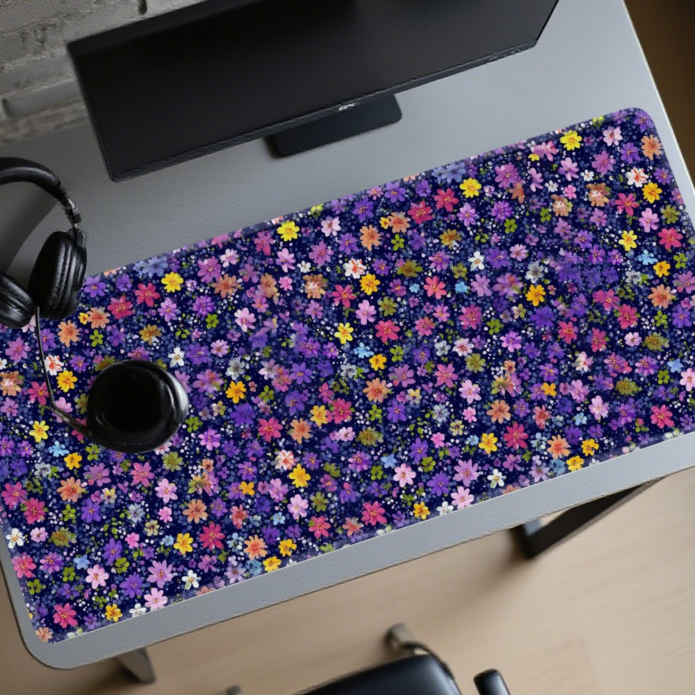 Desk Setup Dark - Alfombrilla de Escritorio con Diseño Floral,