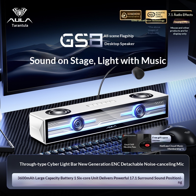 Speaker Desk Setup - Altavoz para Juegos Aula Gs8, Barra