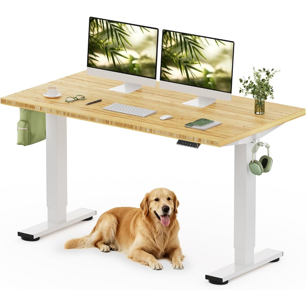 Setup Desk Monitor - FLEXISPOT Escritorio de bambú macizo de