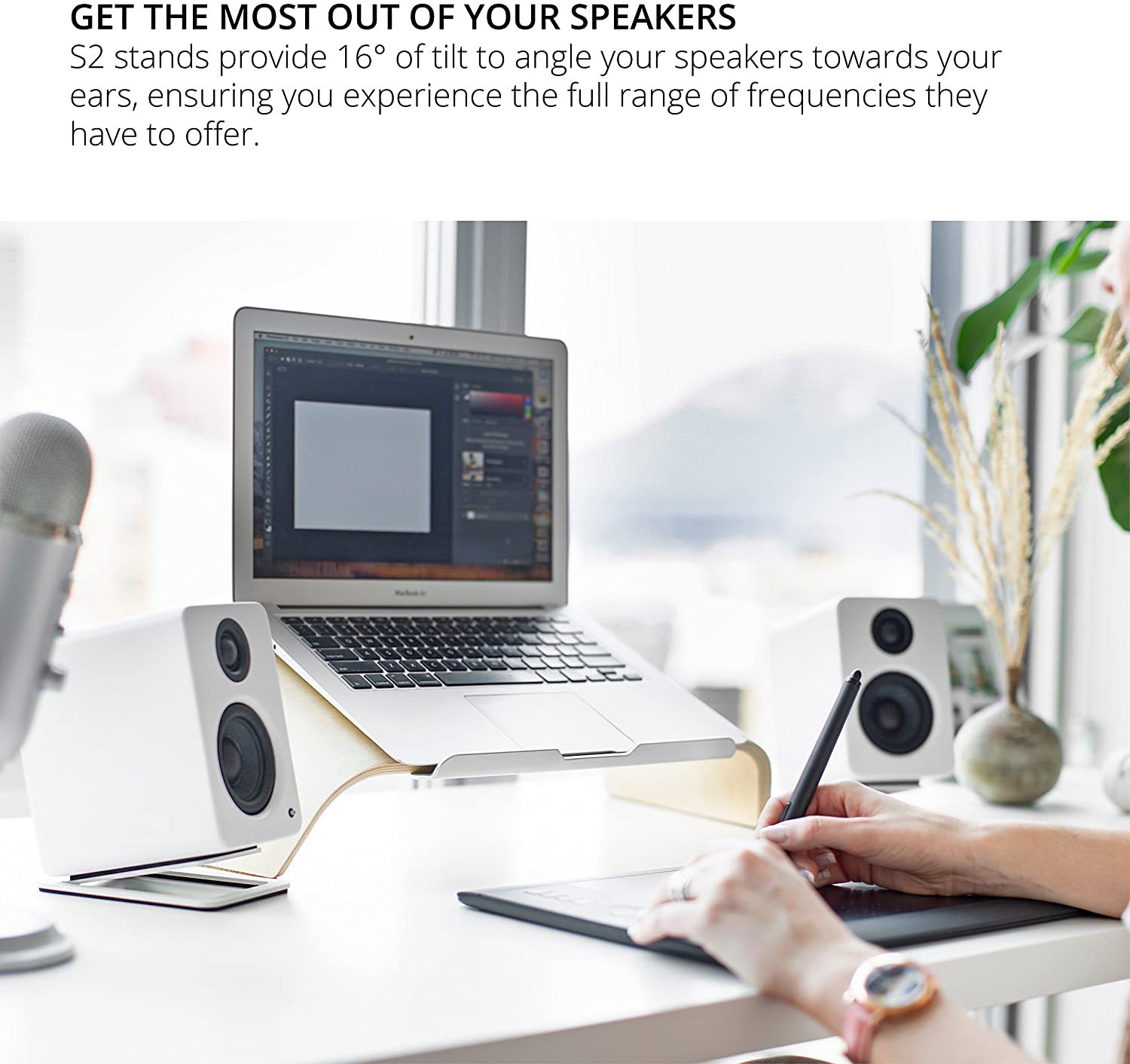 Soportes para altavoces de esc - Speaker Desk Setup reseña y precio