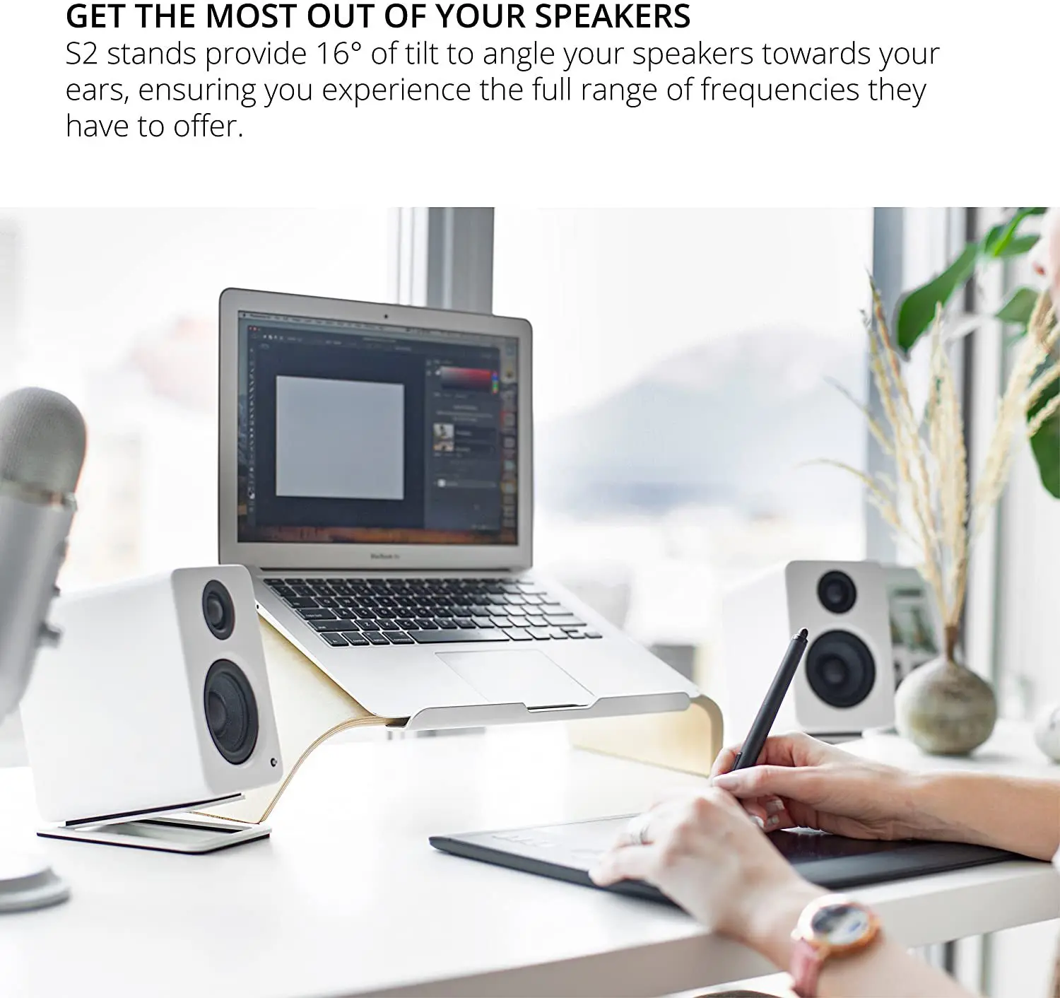Soportes de altavoz de escrito - Speaker Desk Setup reseña y precio